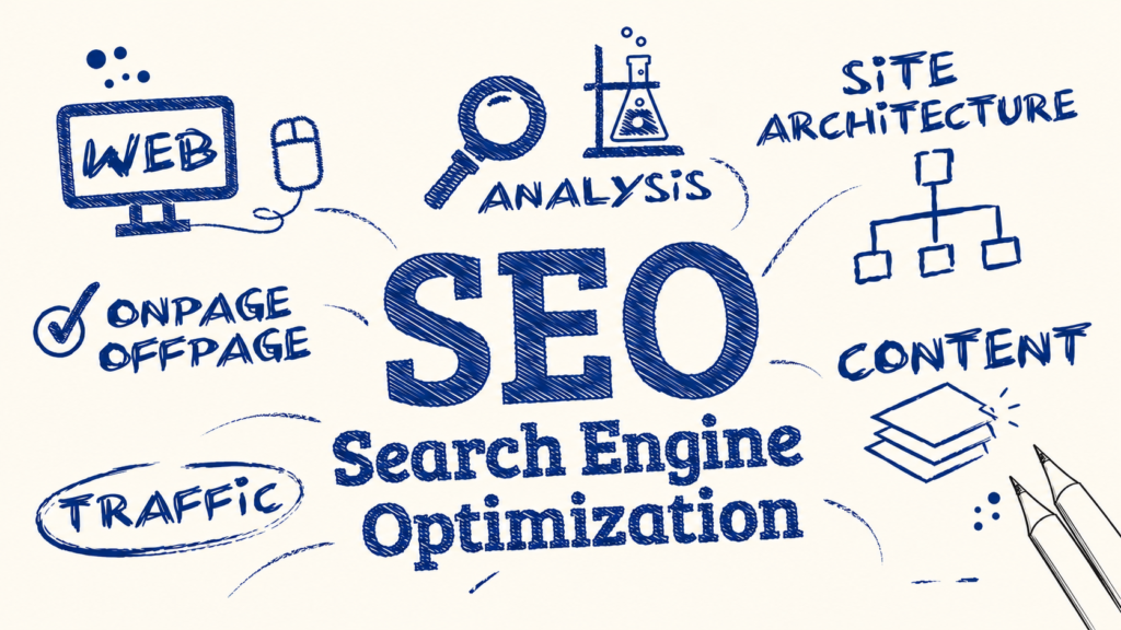 hand drawn seo concept map